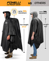 Foxelli Hooded Rain Poncho for Adults, Reusable Waterproof Rain Coats for Men & Women, Lightweight Multifunctional Rain Gear