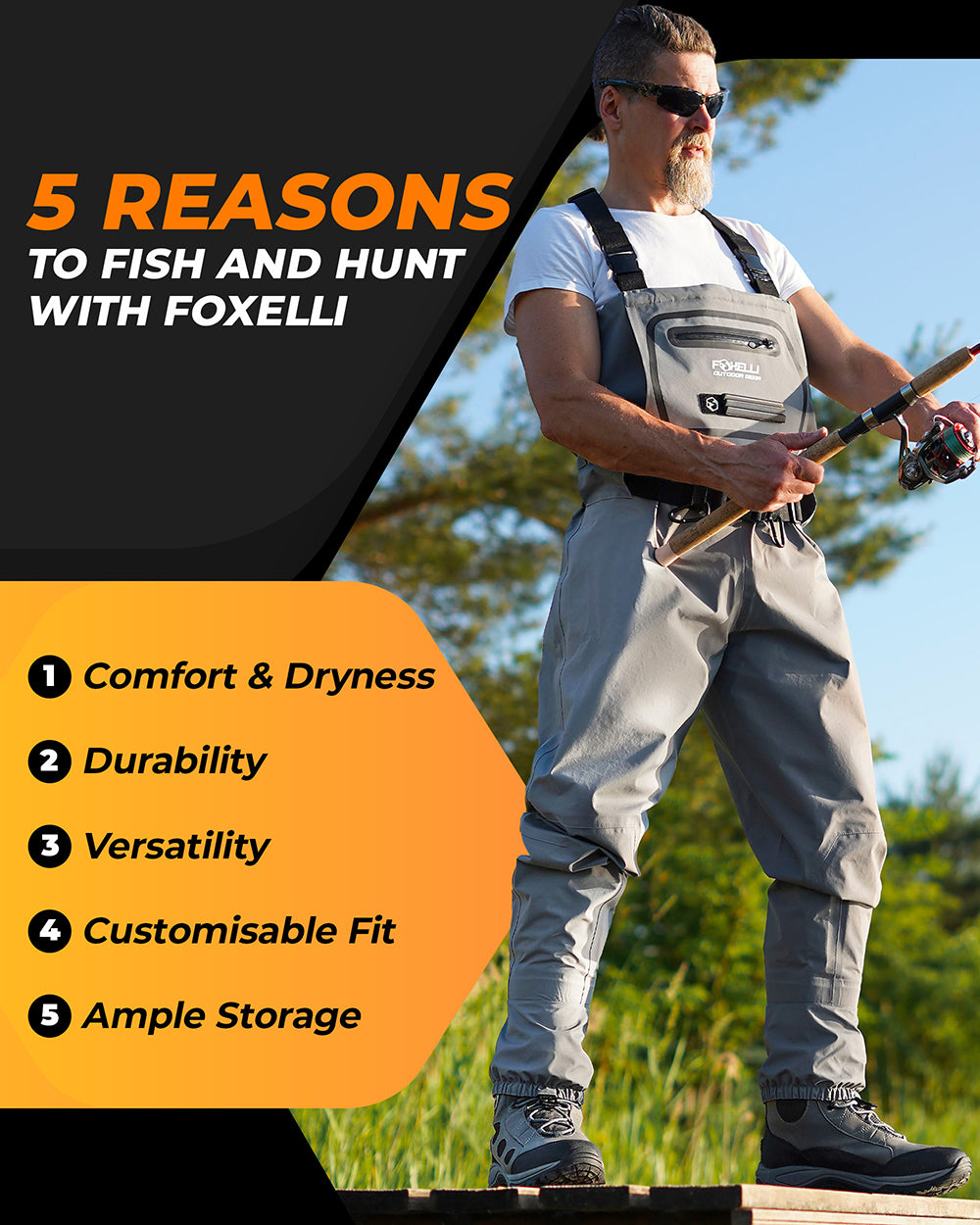Foxelli Breathable Fishing Chest Waders