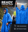 Hooded Reusable Rain Poncho - Blue
