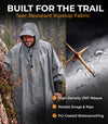 Hooded Reusable Rain Poncho - Grey