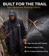 Hooded Reusable Rain Poncho - Black