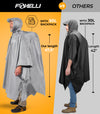 Foxelli Hooded Rain Poncho for Adults, Reusable Waterproof Rain Coats for Men & Women, Lightweight Multifunctional Rain Gear