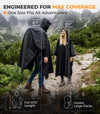 Hooded Reusable Rain Poncho - Black