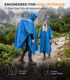 Hooded Reusable Rain Poncho - Blue