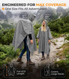 Hooded Reusable Rain Poncho - Grey