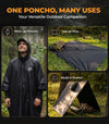 Hooded Reusable Rain Poncho - Black