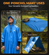 Hooded Reusable Rain Poncho - Blue
