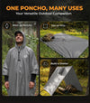 Hooded Reusable Rain Poncho - Grey