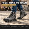Foxelli Men's Hiking Boots | Waterproof | Grey