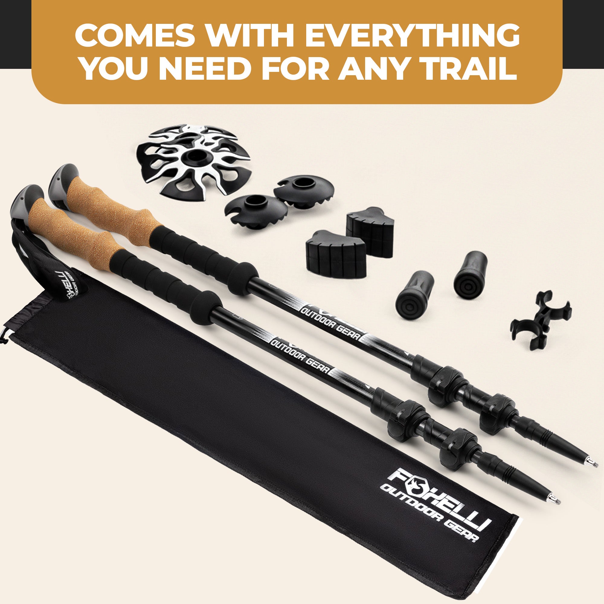 Foxelli Carbon Fiber Trekking Poles - Walking Hiking Sticks Foxelli Carbon Fiber Trekking Poles - Walking Hiking Sticks
