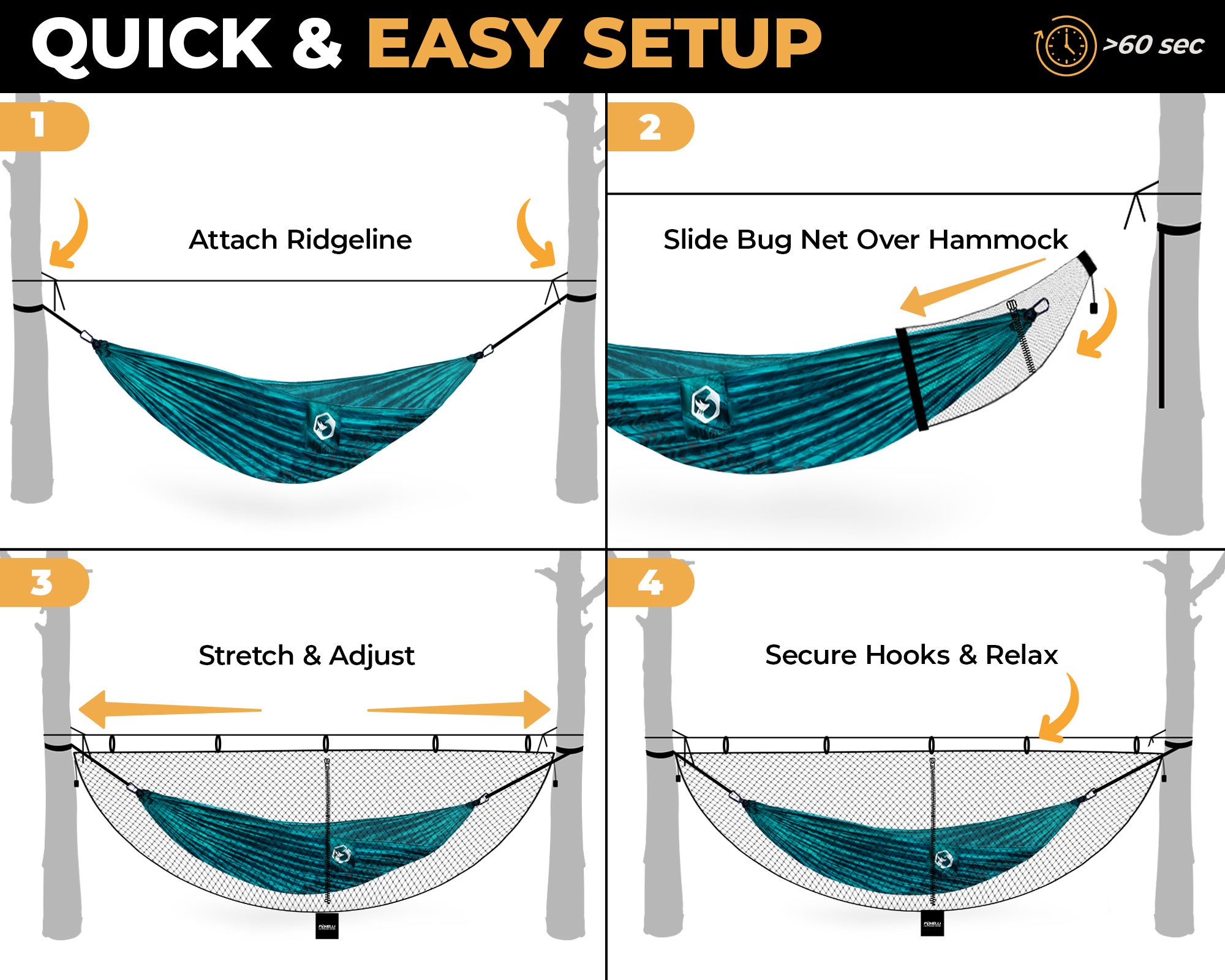 best hammock to use as fish net Foxelli XL Hammock Bug Net