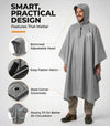 Hooded Reusable Rain Poncho - Grey