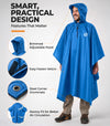 Hooded Reusable Rain Poncho - Blue