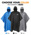 Hooded Reusable Rain Poncho - Black
