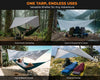 Foxelli Hammock Rain Fly - Waterproof Lightweight Tent & Hammock Rain Tarp for Camping, Backpacking w/Easy Setup Including Extra Long Guy Lines & Stakes