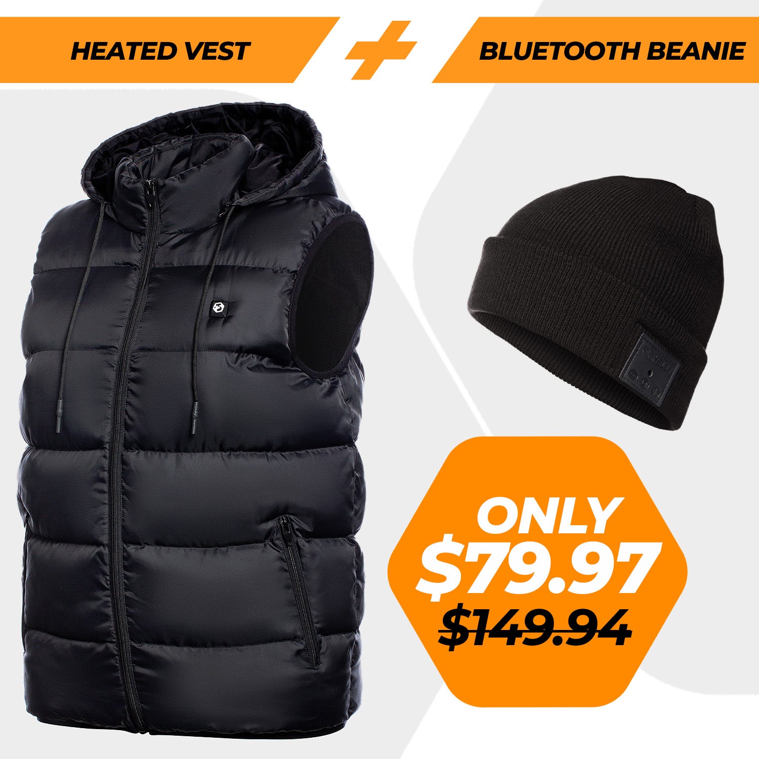 Men's Heated Vest & Bluetooth Beanie - Foxelli