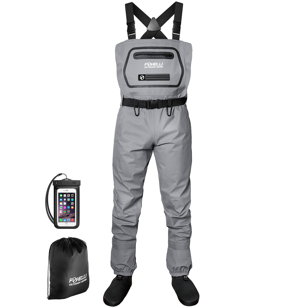 Foxelli Breathable Waders – Fly Fishing Waders for Men and Women, Stockingfoot Breathable Camo Waders for Fishing & Hunting