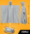 Foxelli Hooded Rain Poncho for Adults, Reusable Waterproof Rain Coats for Men & Women, Lightweight Multifunctional Rain Gear