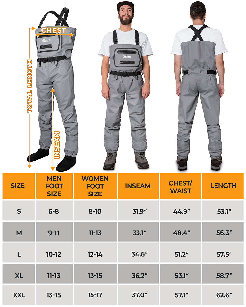 Unisex Outdoor Fishing Waders Stocking Foot Waterproof Breathable Chest  Wading Pants Accessory42 Size