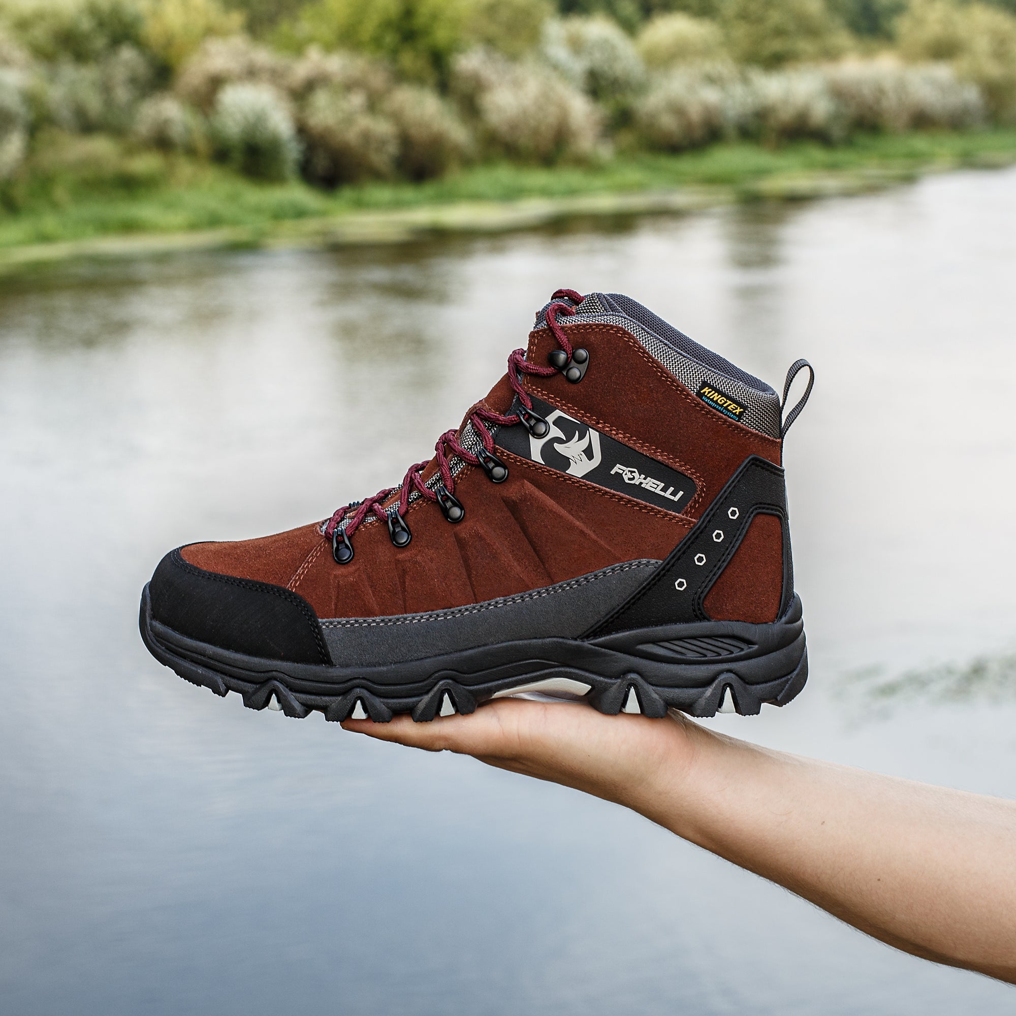 Foxelli Men's Hiking Boots, Waterproof