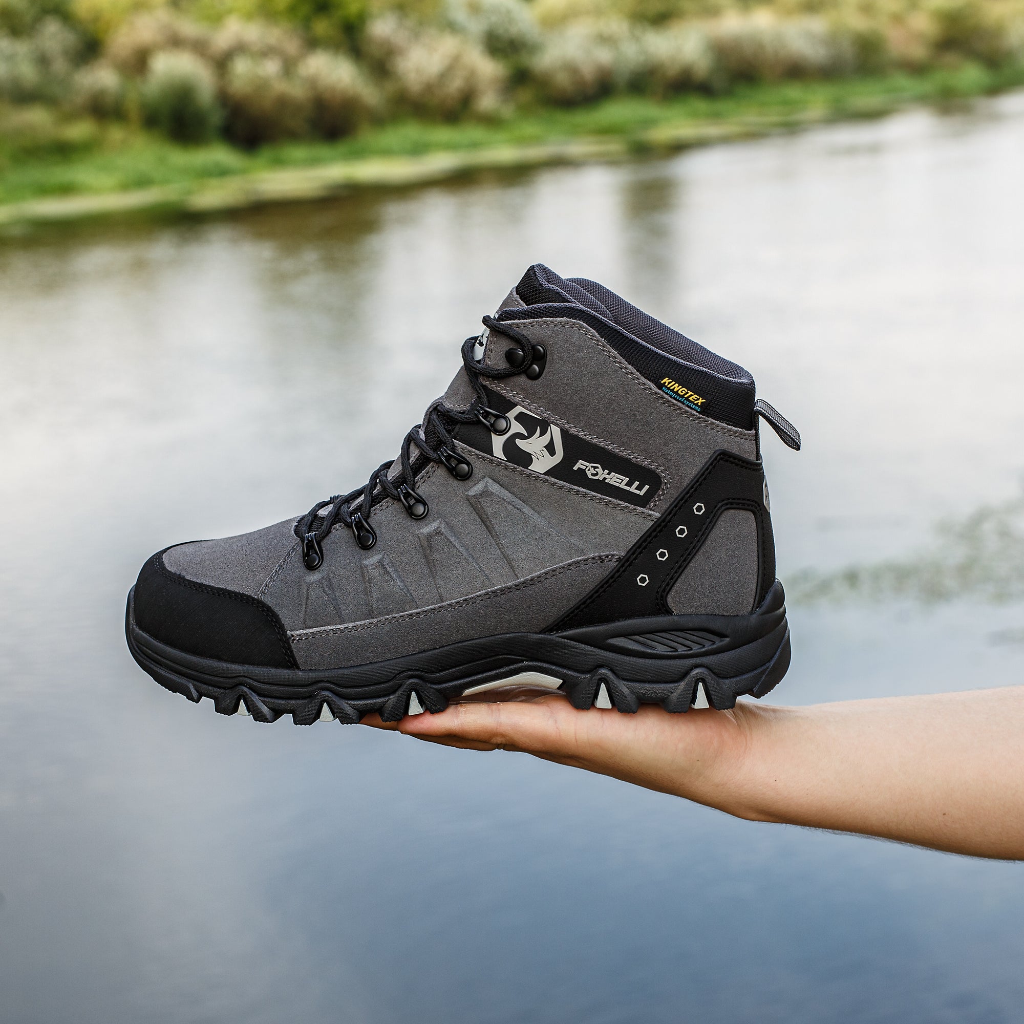 Foxelli Men's Hiking Boots, Waterproof