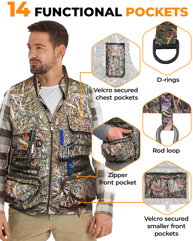 Multi-pocket Lightweight Fly Fishing Vest Pack 600D Oxford Cloth