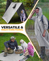 Foxelli Hooded Rain Poncho for Adults, Reusable Waterproof Rain Coats for Men & Women, Lightweight Multifunctional Rain Gear