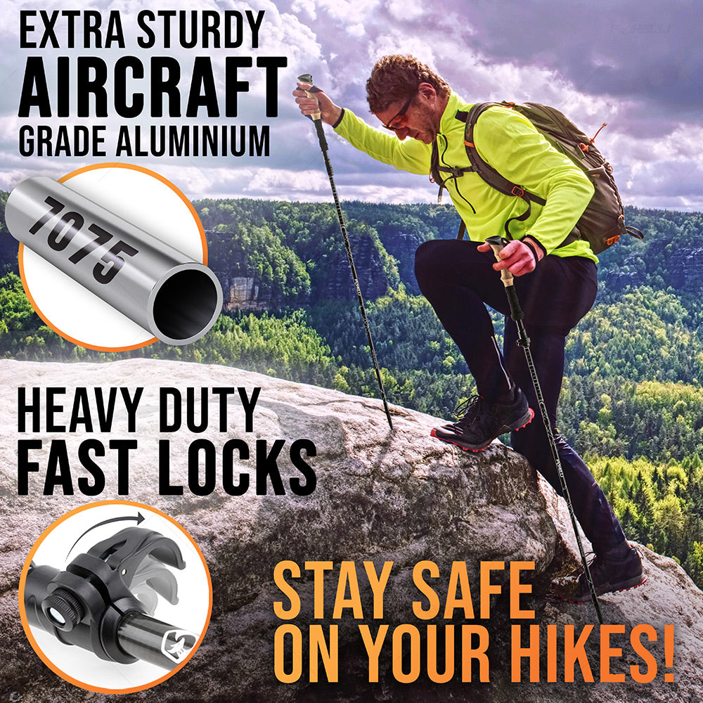 Foxelli Trekking Poles Foxelli Folding Trekking Poles 2-pc Ultra