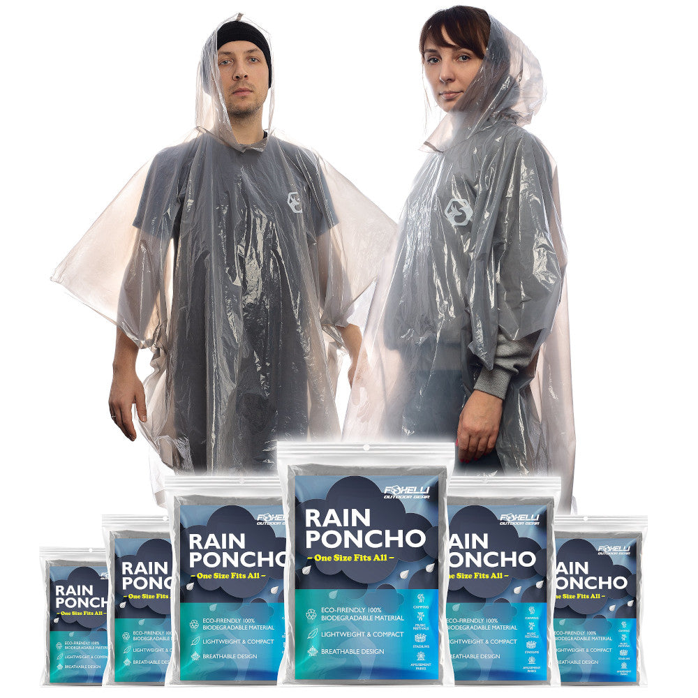 Justering Primitiv Forkæl dig Foxelli 6 Pack Disposable Rain Ponchos